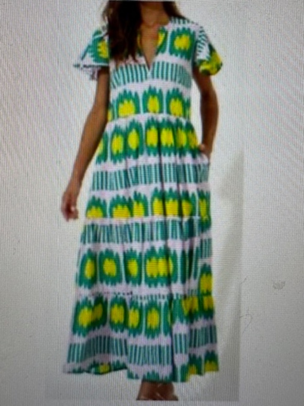 Worn ONCE,Like New Oliphant V-Neck Maxi Dress, Flutter sleeves, pockets, $298, M